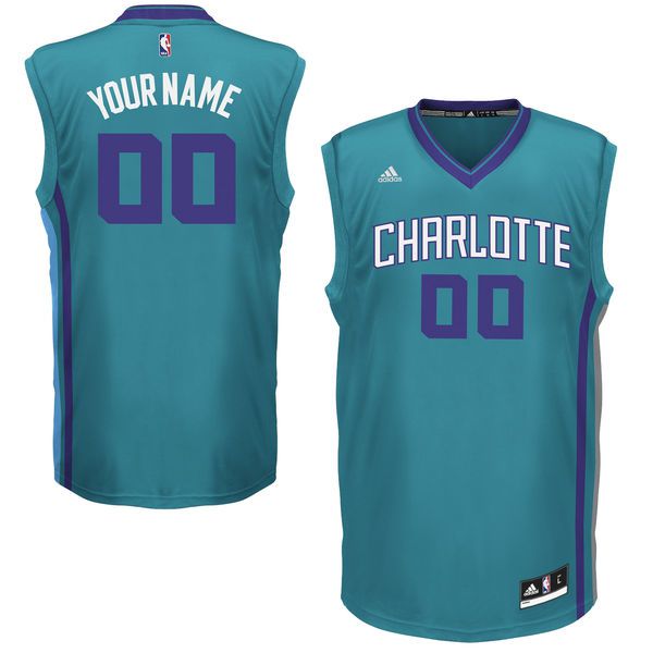 Men Charlotte Hornets Adidas Teal Custom Replica Alternate Green NBA Jersey